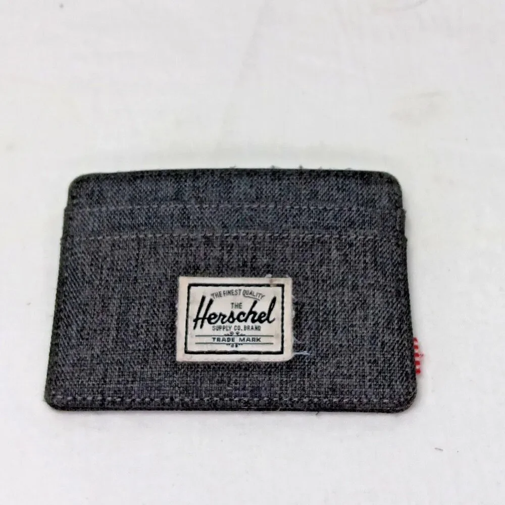 Herschel Supply Company Charlie Wallet Black Crosshatch Grey Twill Card Holder